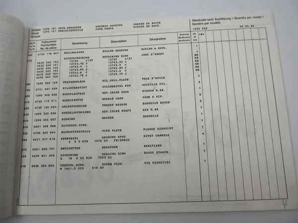 ZF Ecosplit 16 S 130 Getriebe Ersatzteilliste Daimler Benz Spare Parts List 5/86