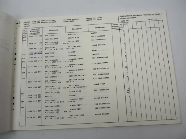 ZF Ecosplit 16 S 130 Getriebe Ersatzteilliste Daimler Benz Spare Parts List 9/88