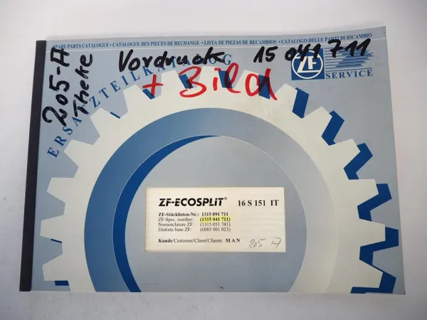 ZF Ecosplit 16 S 151 IT Getriebe Ersatzteilliste MAN LKW F2000 Parts List 11/98