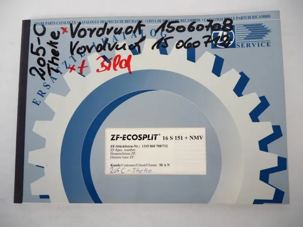 ZF Ecosplit 16 S 151 + NMV Getriebe Ersatzteilliste MAN LKW F2000 Parts List 98