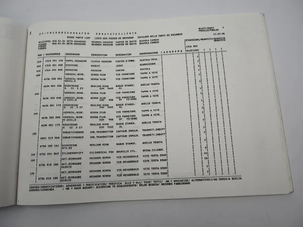 ZF Ecosplit 16 S 221 Getriebe Ersatzteilliste Mannesmann-Demag Parts List 6/1995