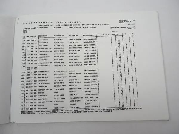 ZF Ecosplit 16 S 221 IT Getriebe Ersatzteilliste Iveco SPR 6x4 Parts List 11/96