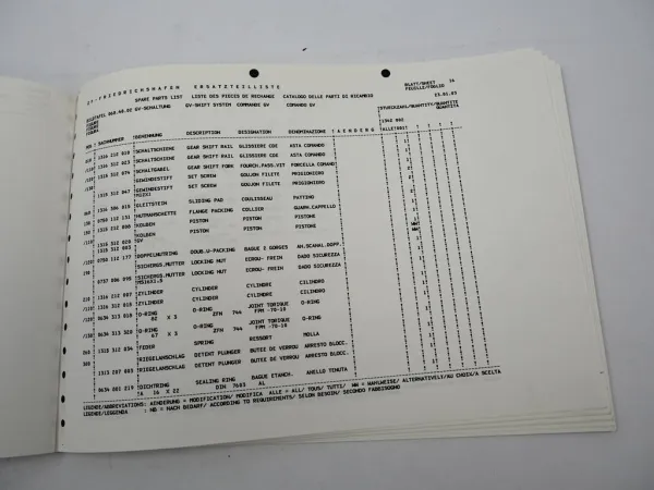 ZF Ecosplit 16 S 2220 TO Getriebe Ersatzteilliste MAN LKW TG-A Parts List 1/2003