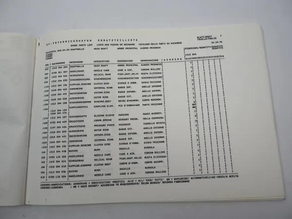 ZF Ecosplit 16S 151 + NMV Getriebe Ersatzteilliste MAN LKW 16.362F Parts List 96