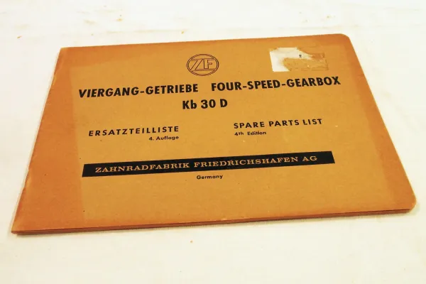 ZF Kb30D Viergang Getriebe Ersatzteilliste Ersatzteilkatalog Parts List 1965