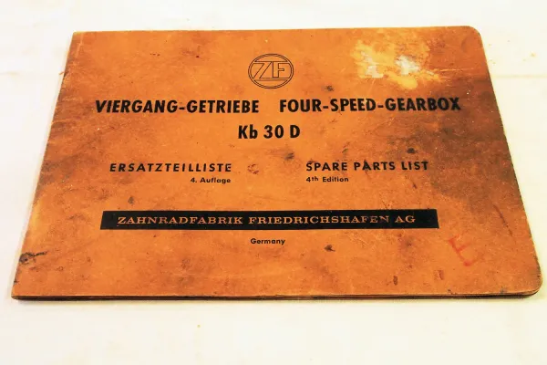 ZF Kb30D Viergang Getriebe Ersatzteilliste Ersatzteilkatalog Parts List 7/1965