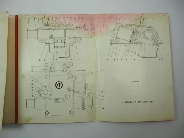 ZF Kraftheber für Schlepper Triebwerk A-216 A216 A-220 A220 Ersatzteilliste 1959
