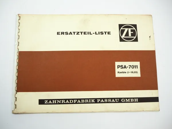 ZF PSA-7011 Planeten Starrachse Ersatzteilliste Schmiervorschrift 1970 Kaelble