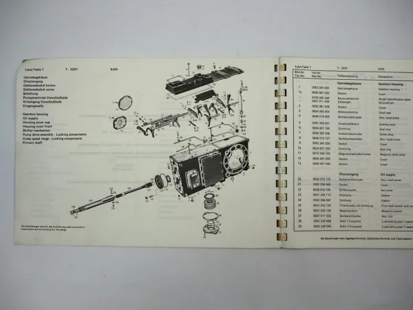 ZF T-3201 Schlepper Triebwerk Getriebe für KHD Deutz Ersatzteilliste 1977