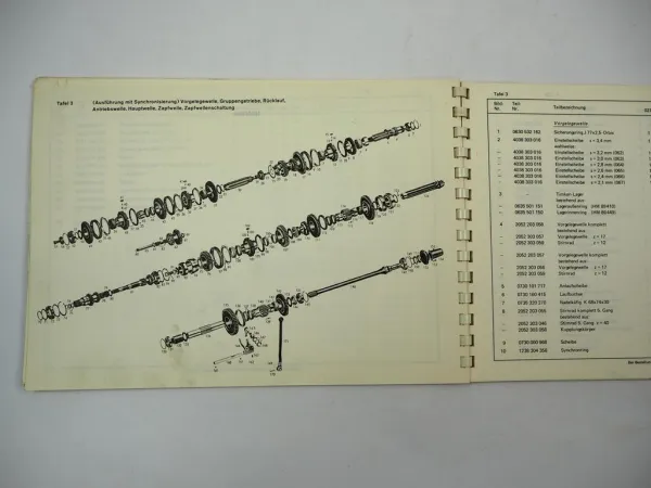 ZF T-325 Triebwerk Getriebe für KHD Deutz Betriebsanleitung Ersatzteilliste 1970