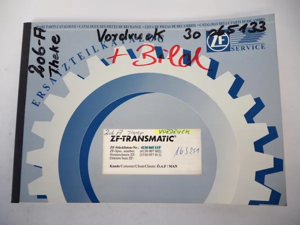 ZF Transmatic 16 S 251 Getriebe Ersatzteilliste Ö.A.F / MAN Parts List 04/1997