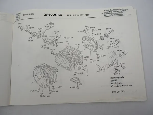 ZF Transmatic 16 S 251 Getriebe Ersatzteilliste Ö.A.F / MAN Parts List 04/1997