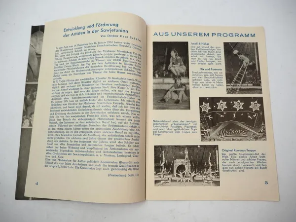 Zirkus Prospekt Spielfolge Circus Busch 1954