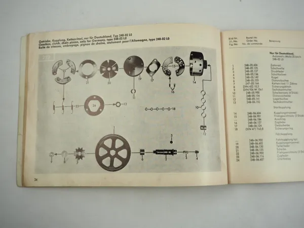 Zündapp Automatic Mofa Moped Typ 442 Ersatzteilliste Ersatzteilkatalog 1973