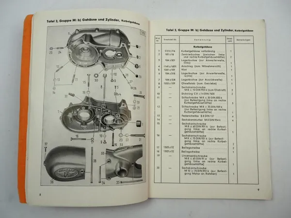 Zündapp Elastic 250 Motorrad Ersatzteilliste Ersatzteilkatalog 1954