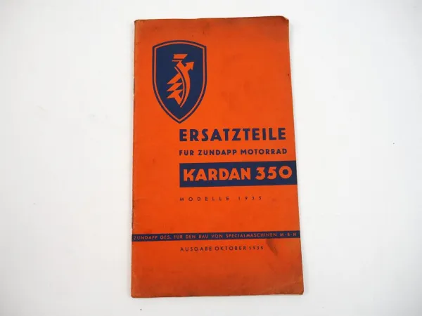 Zündapp K350 Kardan 350 Motorrad Ersatzteilliste 1935