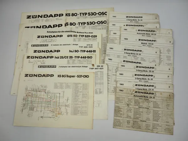 Zündapp Mofa Mokick Moped Roller Konvolut Einstellwerte Schaltpläne 1981/83