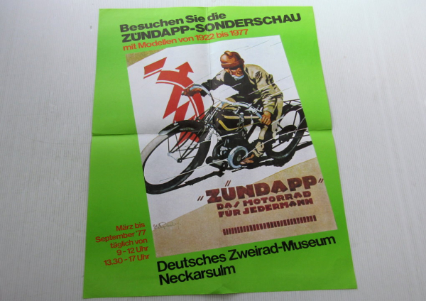 Zündapp Sonderschau Modelle 1922 - 1977 Zweirad Museum Plakat Poster 1977