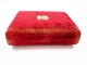 Antikes Foto Album ohne Bilder 16 x 21 cm roter Samteinband mit Metallverschluss
