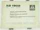 Atlas AB1902 Ergänzung zur Ersatzteilliste Supplement Parts List 10/1973