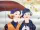 Chic mit Schirm Damen mit Hut Regenschirm Werbung Original Plakat 1960er Jahre