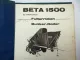 Fähse Beta 1500 Futterrübenroder Betriebsanleitung Ersatzteilliste ca. 1972