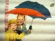 Kinder mit Regenschirm Schule Werbung Original Plakat 1960er Jahre