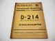 Mc Cormick D-214 Standard Dieselschlepper Ersatzteilliste Ersatzteilkatalog 1960
