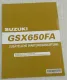 Suzuki GSX650FA K9 Ergänzung Werkstatthandbuch Wartung Reparaturanleitung 2009