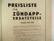 Zündapp Preisliste Ersatzteile Motorrad und stationäre Anlagen 1950
