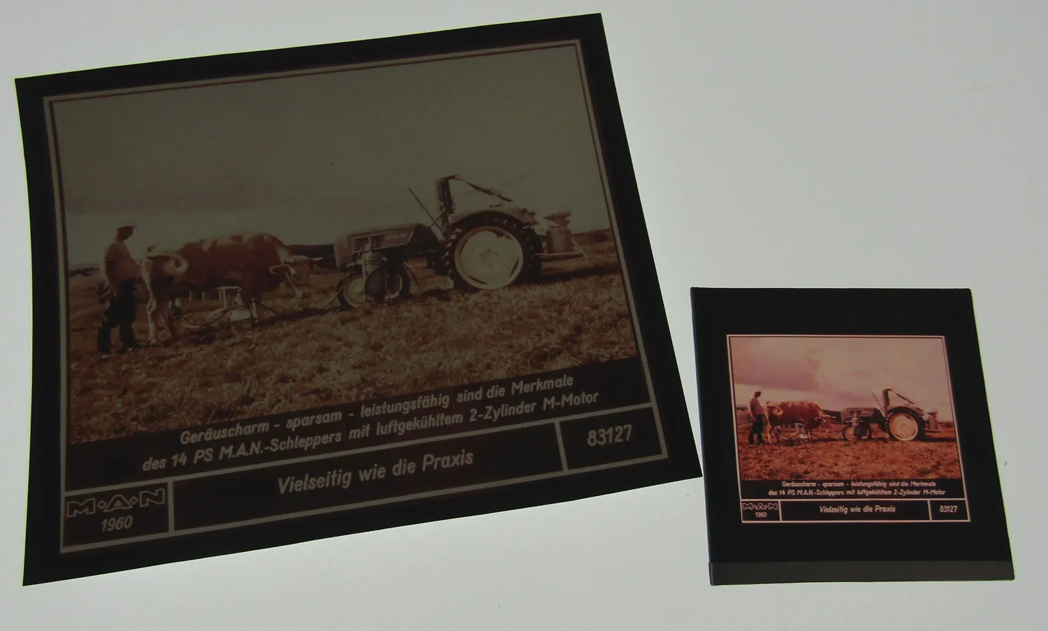 1 Farbdiapositiv MAN 14 PS Dieselschlepper Traktor ca 1960 Original