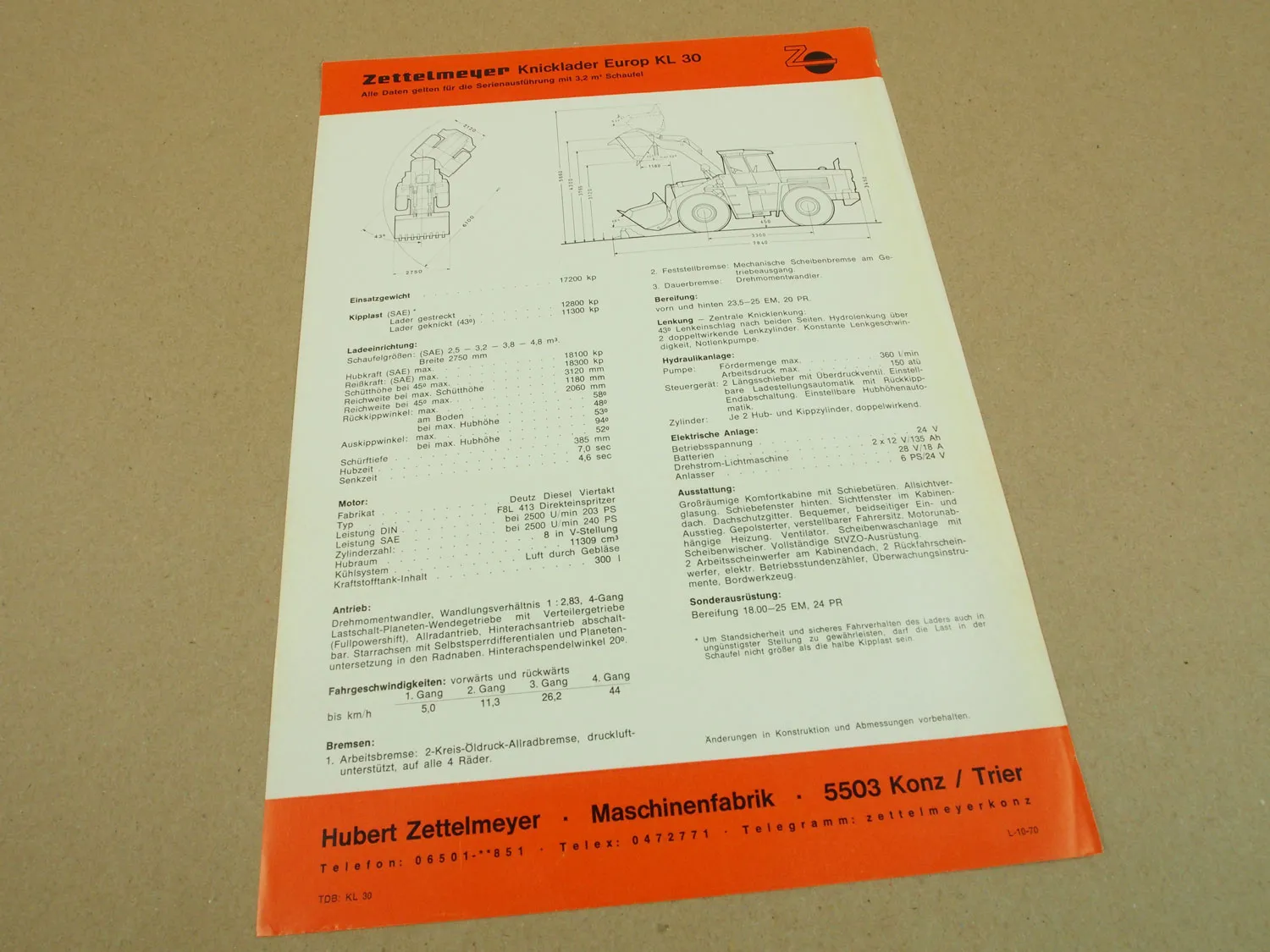 1 Prospekt Zettelmeyer Europ KL30 Knicklader von 1969