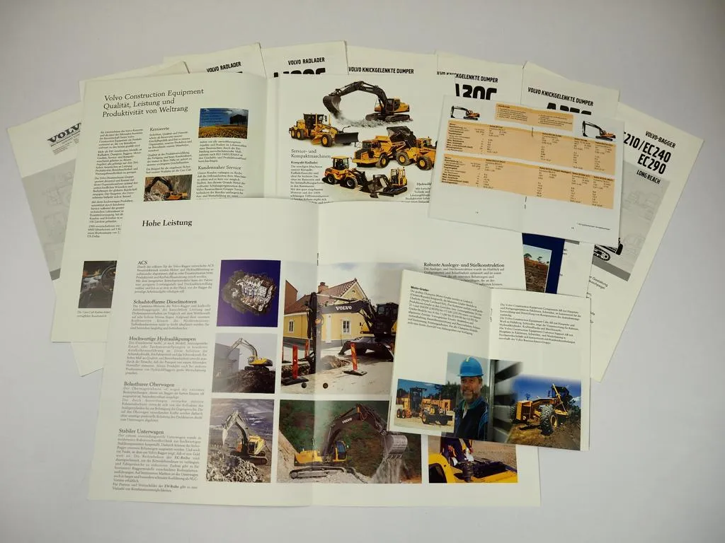 10 Prospekte Volvo Radlader Dumper Bagger Produktprogramm 1997/2000