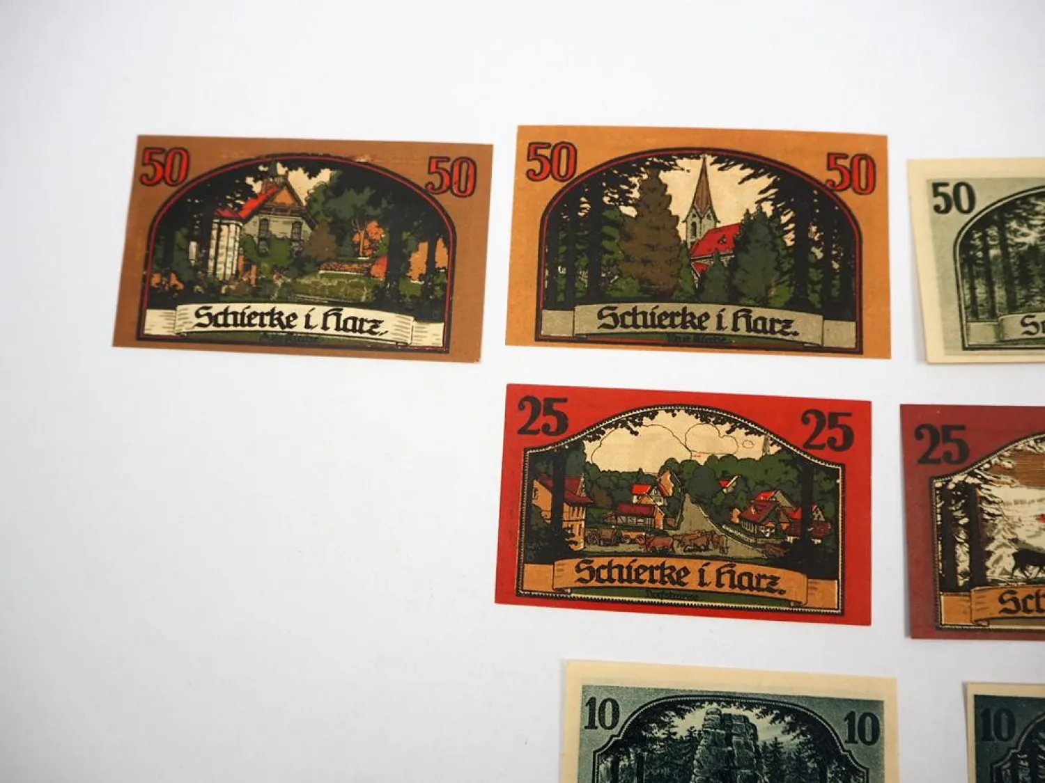 10x Original Notgeldscheine Schierke Harz 1921 Serie Goethes Faust Teil 1