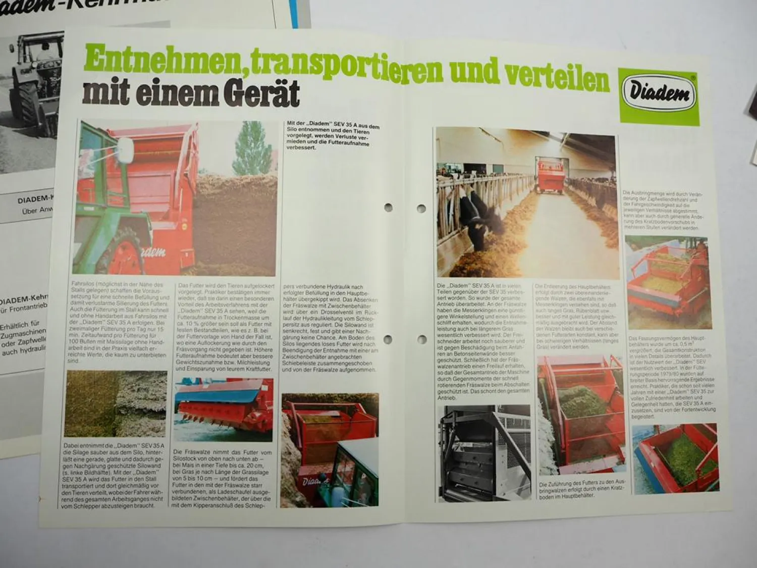 10x Original Prospekt Diadem Landtechnik 1970/80er J. Düngerstreuer Ballenbahn