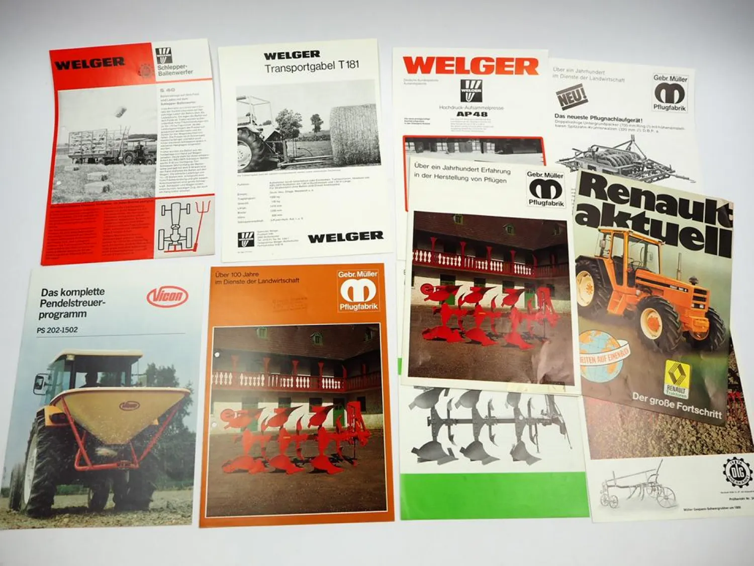 10x Original Prospekt Landtechnik 1970/80er Jahre Renault Welger Gebr. Müller