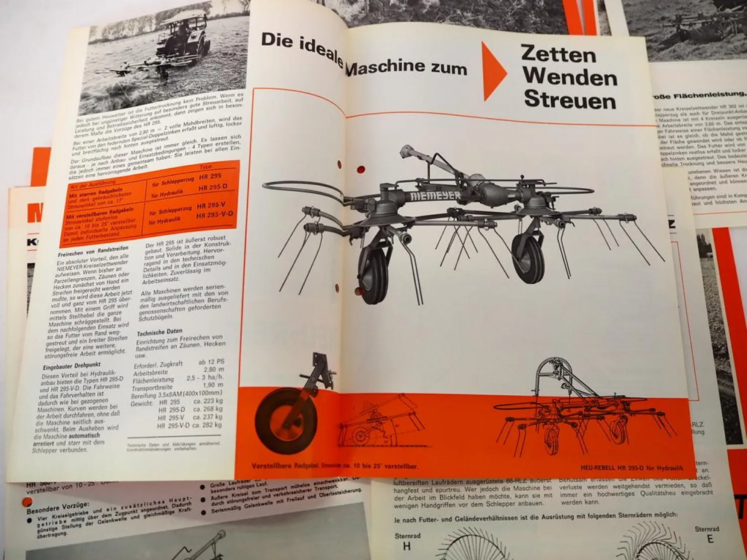 10x Original Prospekt Niemeyer Landtechnik Heu-Rebell Schwader Pflug 1970er Jahre