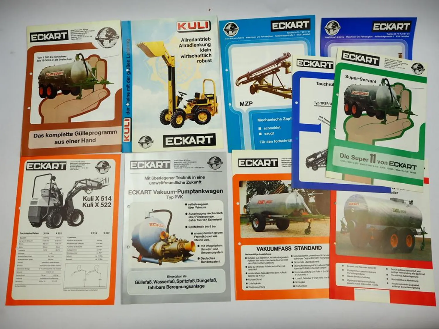 10x Original Prospekt Preisliste Eckart Landshut Landtechnik Kuli 1982