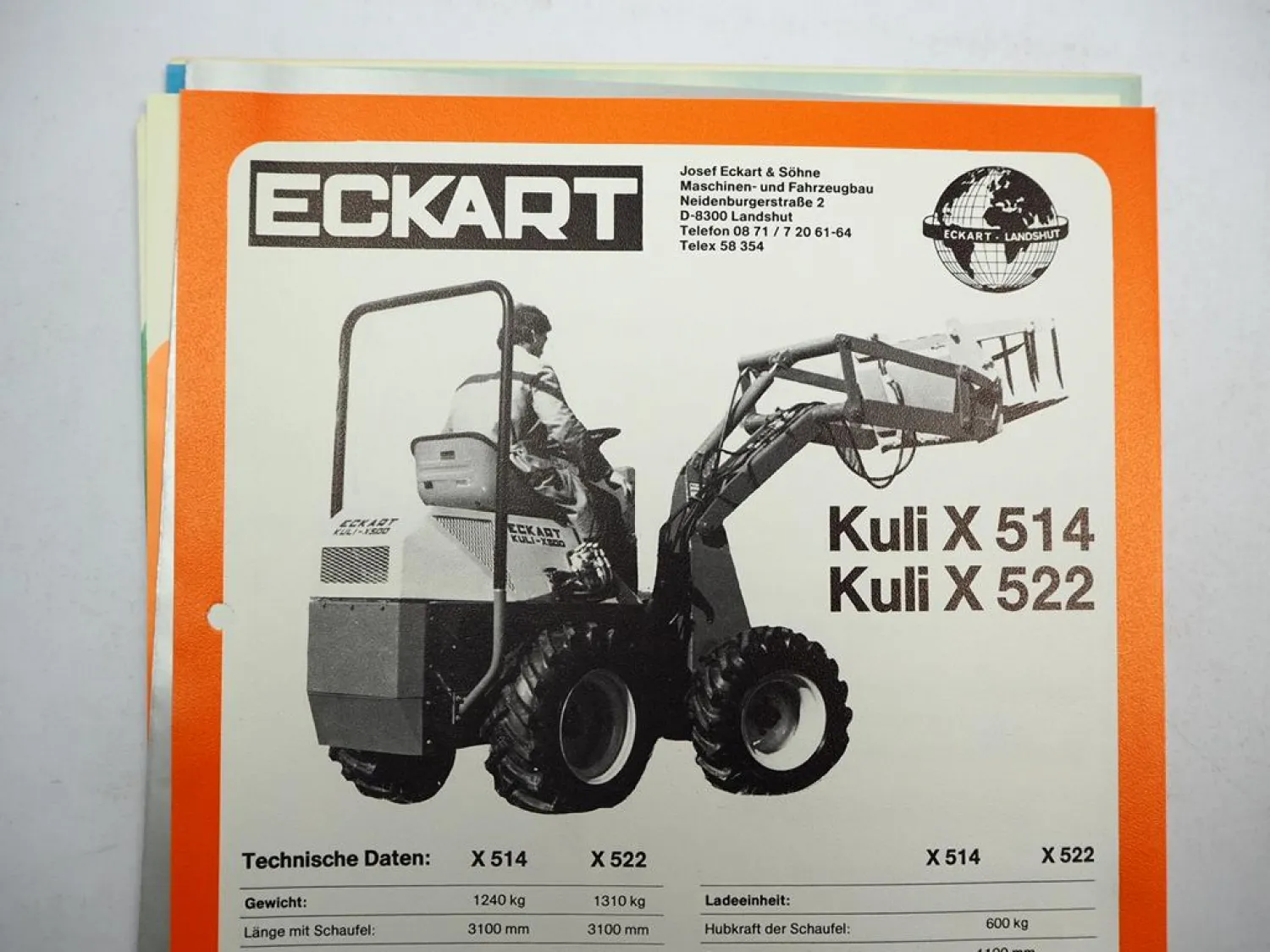 10x Original Prospekt Preisliste Eckart Landshut Landtechnik Kuli 1982
