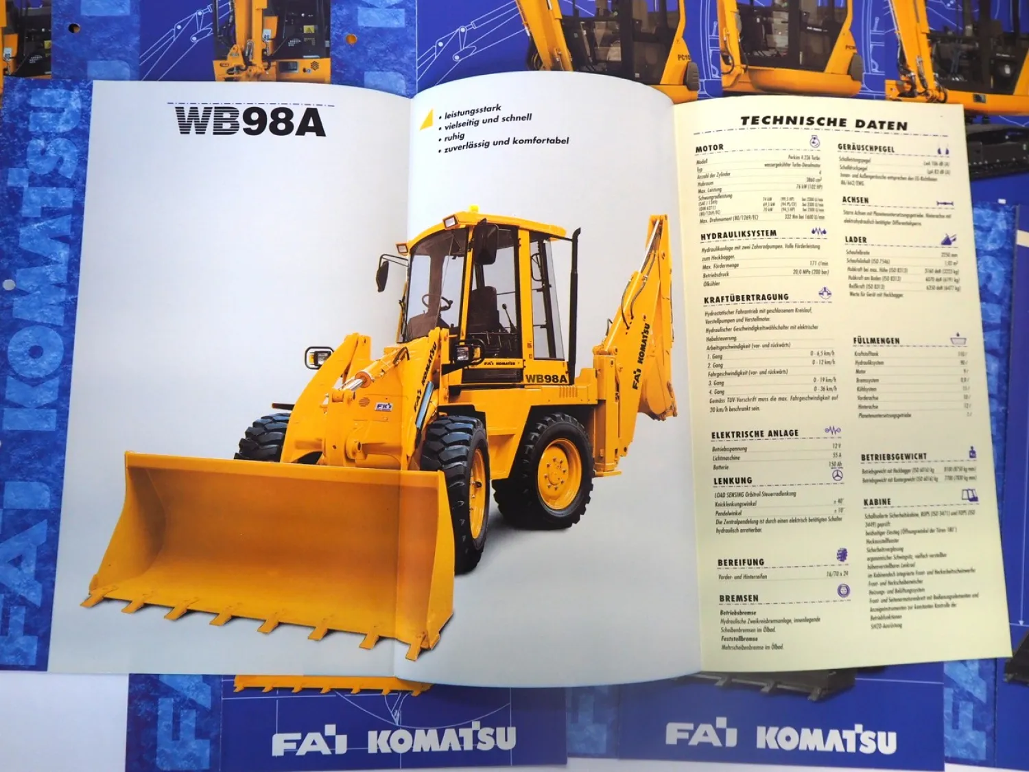 10x Prospekt Fai Komatsu Minibagger Laderbagger Kompaktlader 1996