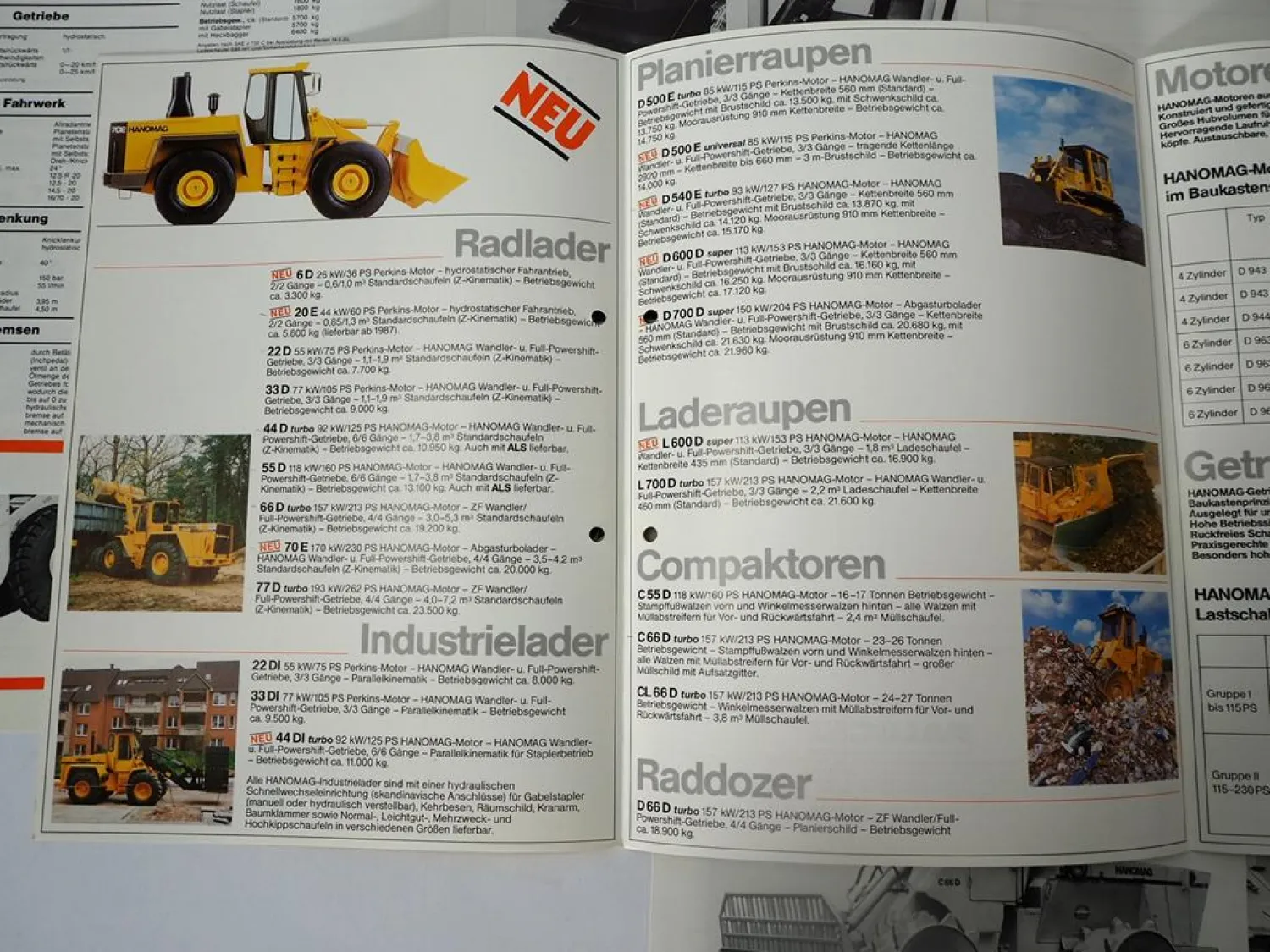 10x Prospekt Hanomag Radlader Compaktor Planierraupe 1980/90er Jahre
