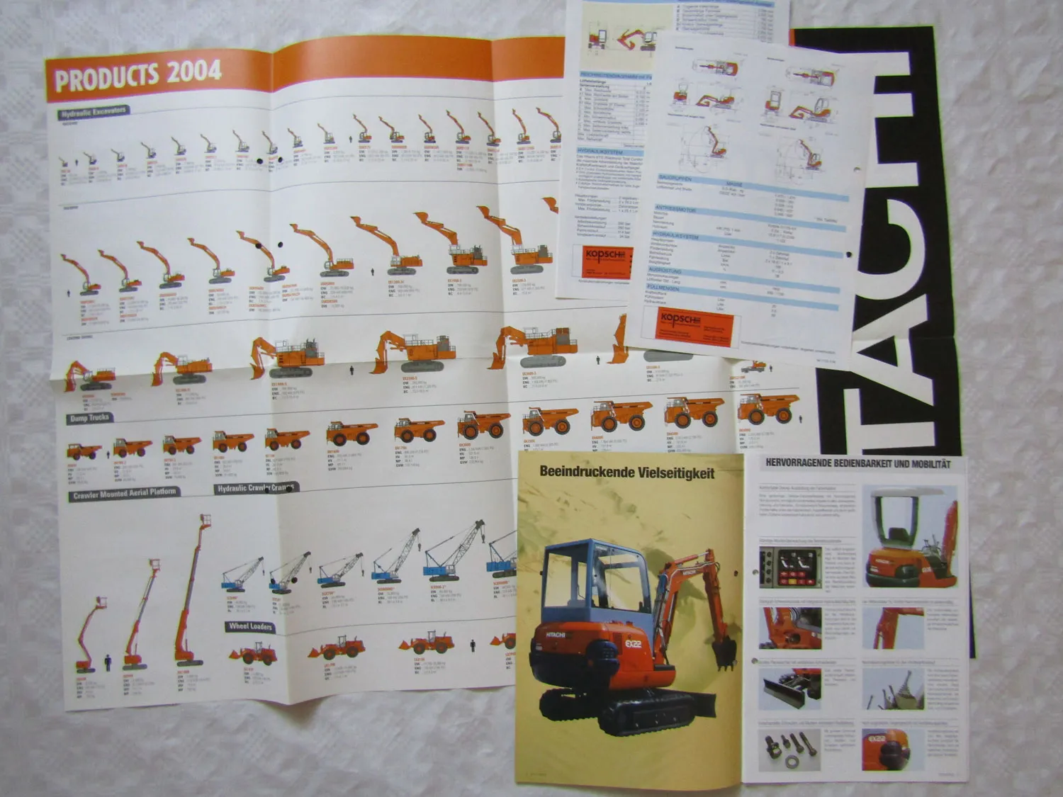 10x Prospekt Hitachi EX Minibagger Kompaktbagger 1998-2004