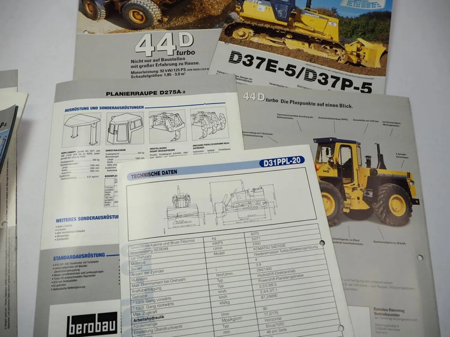 10x Prospekt Komatsu Planierraupe D41E P-6 65EX PX 58E 155AX 375A 44Dturbo 275A 31PL 37P