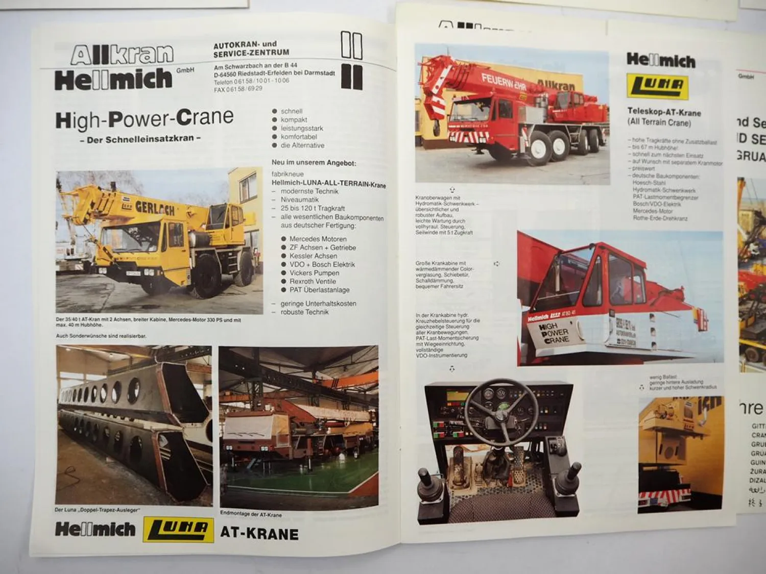 11x Original Prospekt Allkran Hellmich Autokran Gebrauchtkran 1990er Jahre