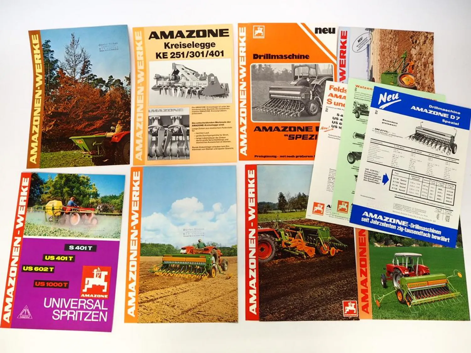 11x Original Prospekt Amazone Landtechnik 1970/80er J. Feldspritze Kreiselegge