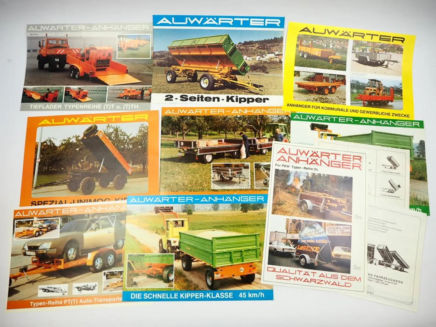 11x Original Prospekt Auwärter Spezial Anhänger Kipper 1970/80er Jahre