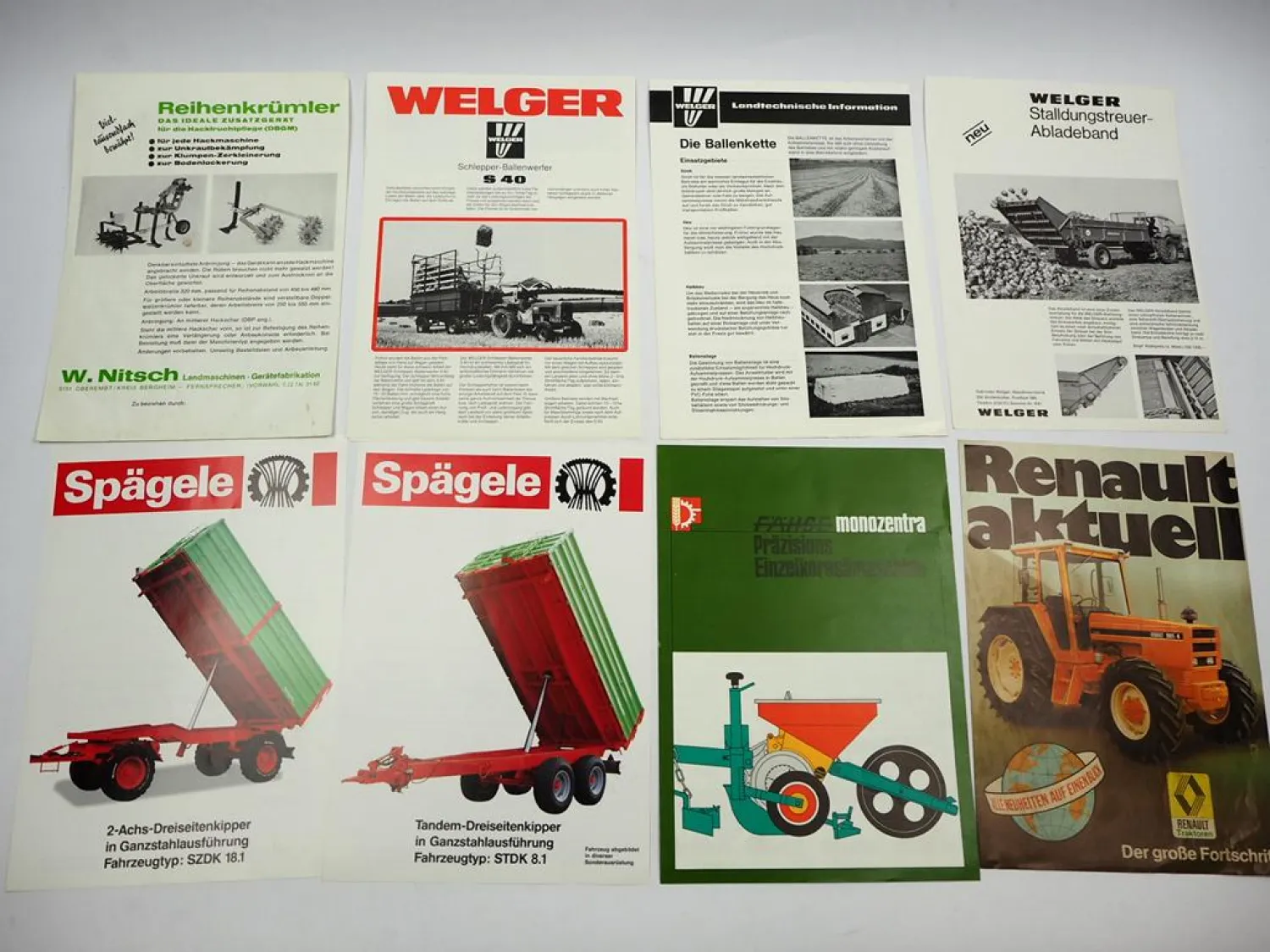 11x Original Prospekt Landtechnik 1970/80er Jahre Hürlimann Renault Welger Fähse