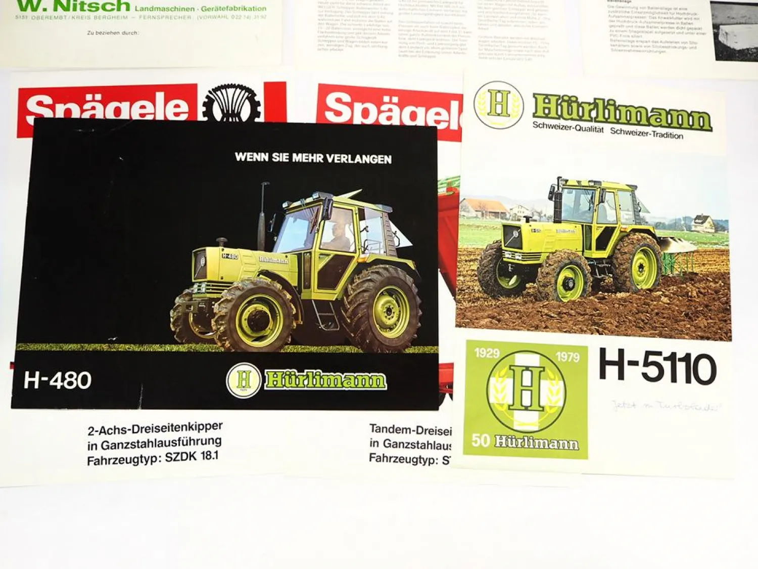 11x Original Prospekt Landtechnik 1970/80er Jahre Hürlimann Renault Welger Fähse