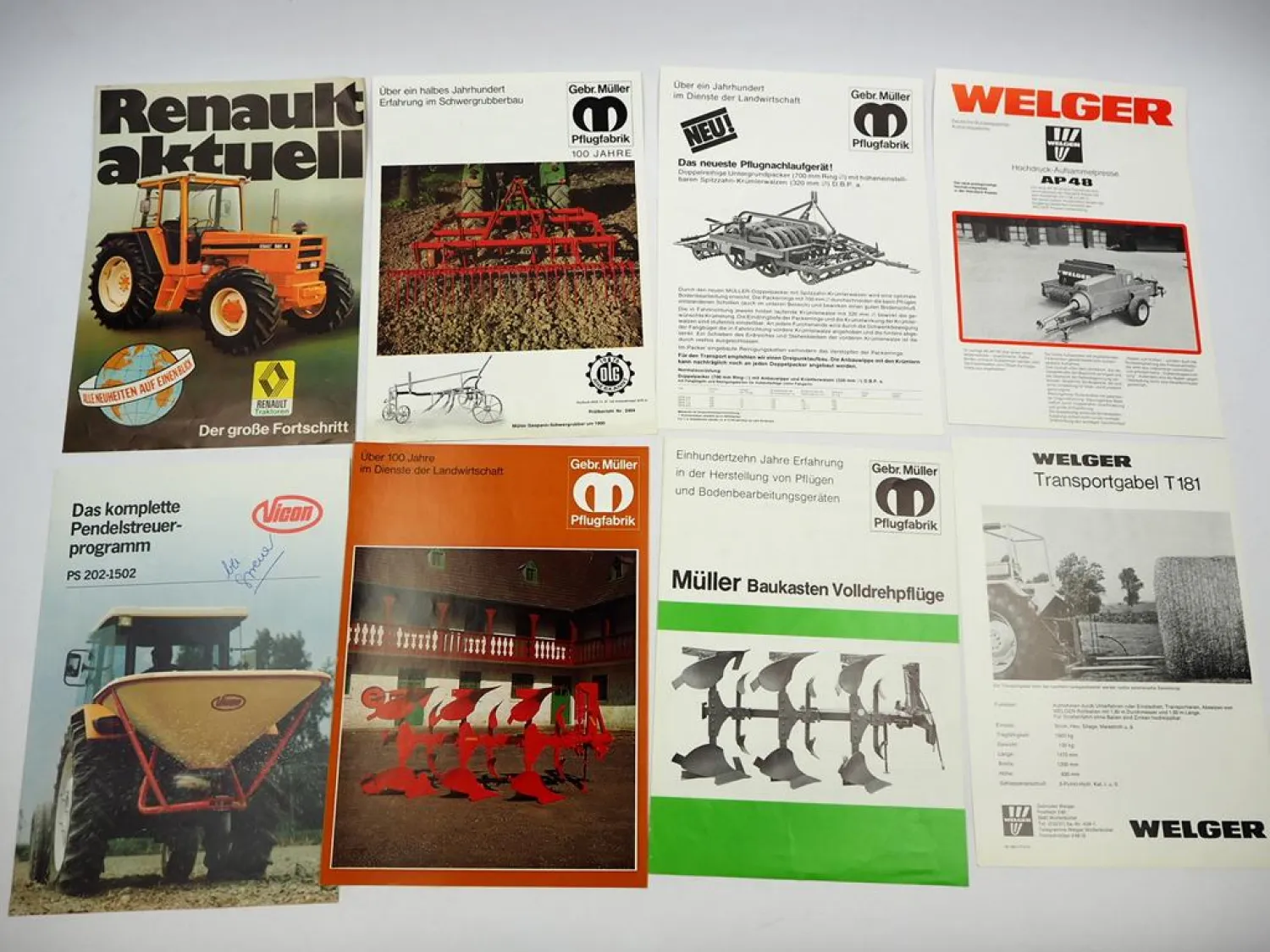 11x Original Prospekt Landtechnik 1970/80er Jahre Renault Vicon Müller Welger