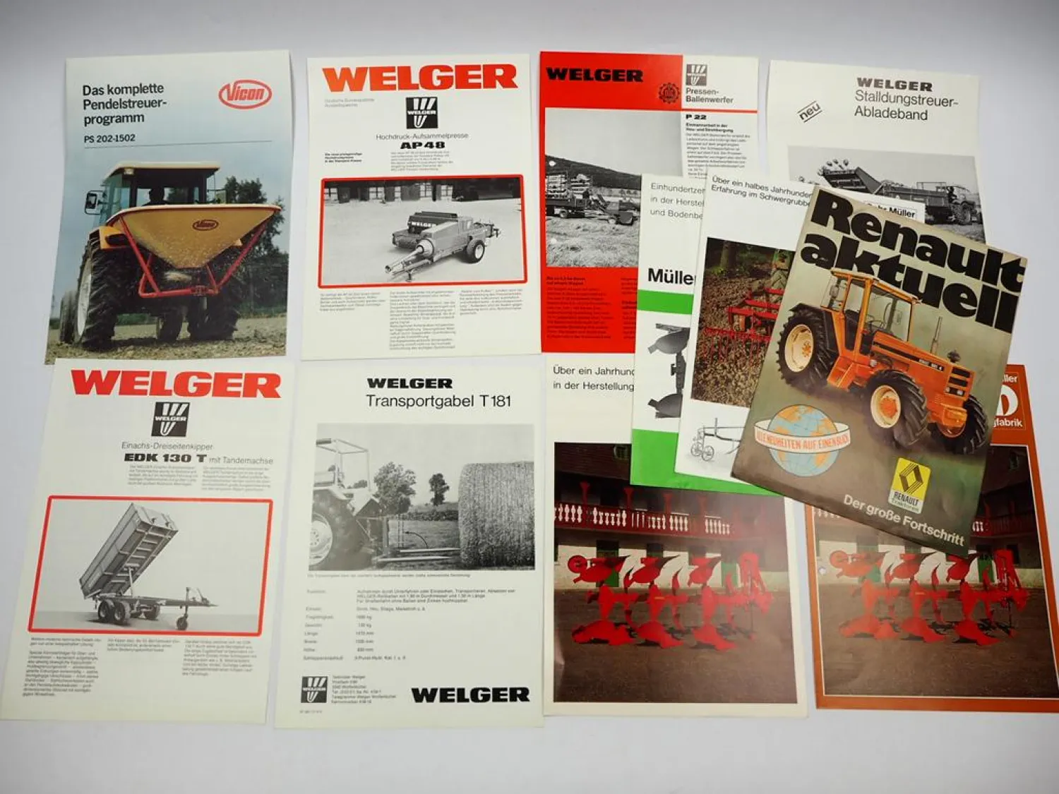 11x Original Prospekt Landtechnik 1970/80er Jahre Renault Welger Gebr. Müller